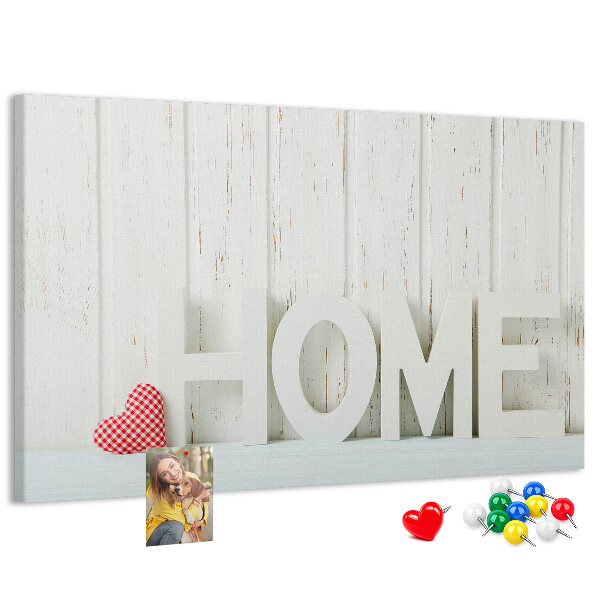 Cork memo board Home lettering