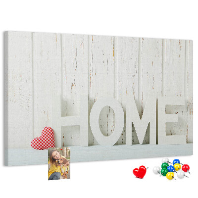 Cork memo board Home lettering