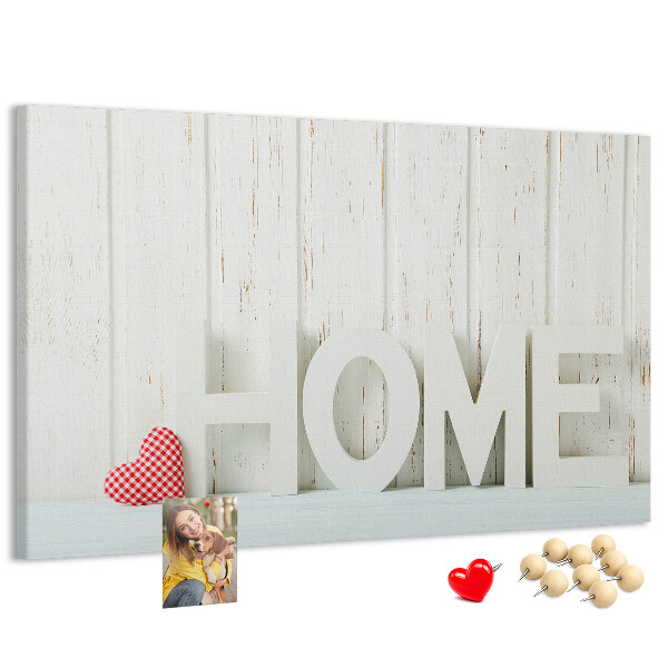 Cork memo board Home lettering