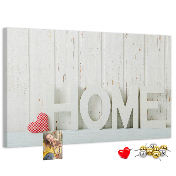 Cork memo board Home lettering