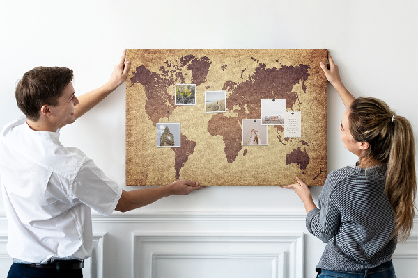 Cork board Old world map