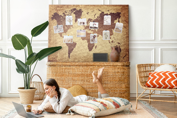 Cork board Old world map