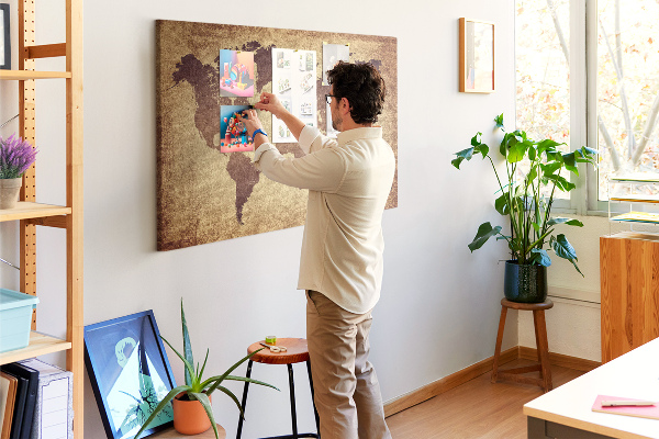 Cork board Old world map