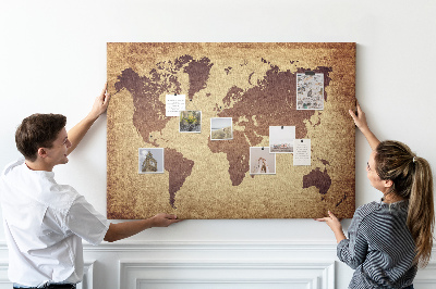 Cork board Old world map