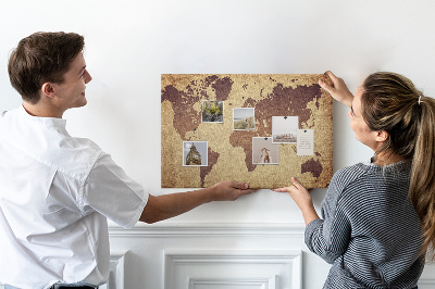 Cork board Old world map