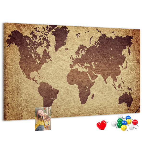 Cork board Old world map