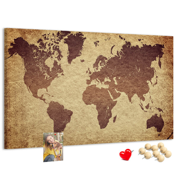 Cork board Old world map