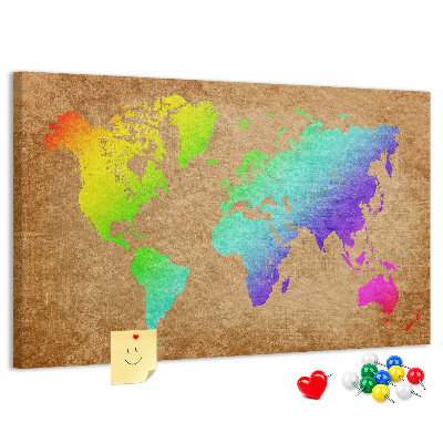 Cork display board World map