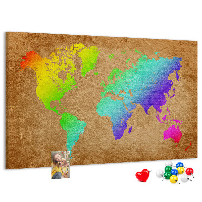 Cork display board World map