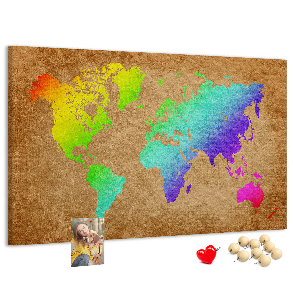 Cork display board World map