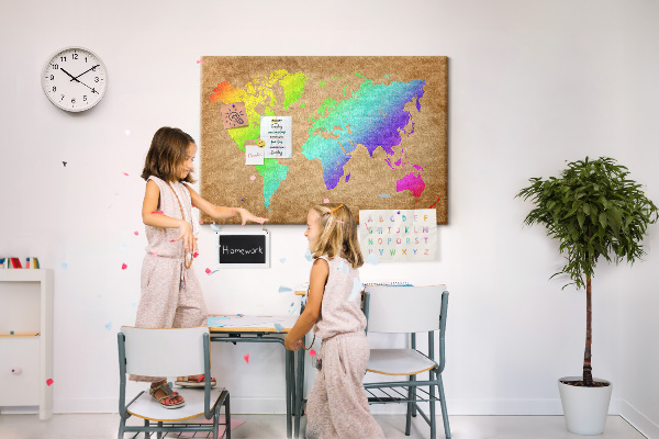 Cork display board World map