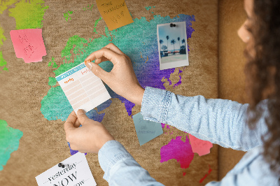 Cork display board World map