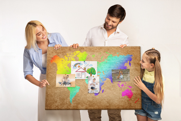 Cork display board World map