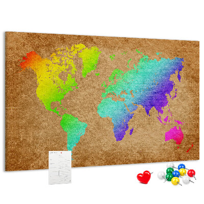Cork display board World map