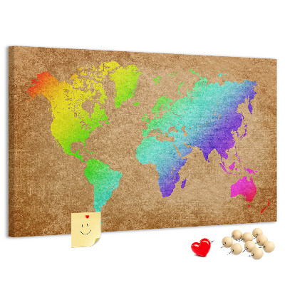 Cork display board World map