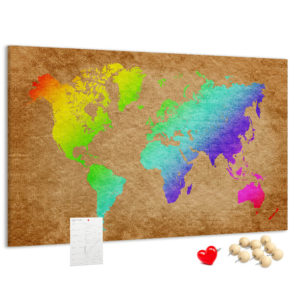 Cork display board World map