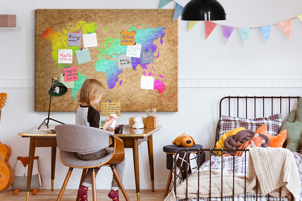 Cork display board World map