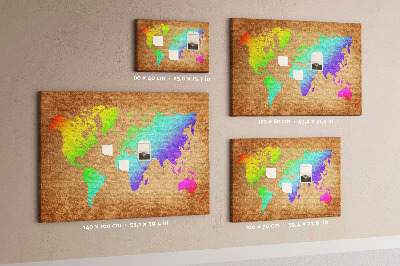 Cork display board World map