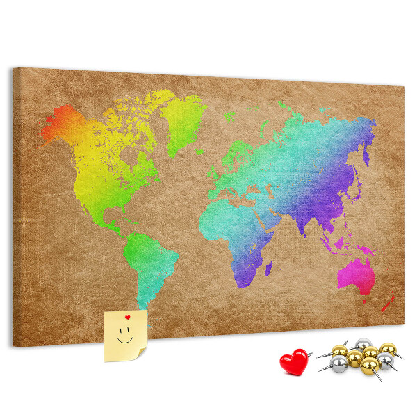 Cork display board World map