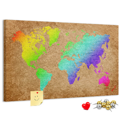 Cork display board World map