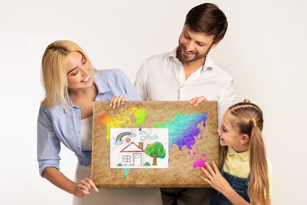 Cork display board World map