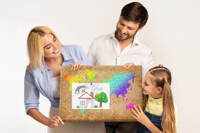 Cork display board World map