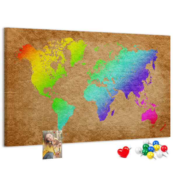 Cork display board World map