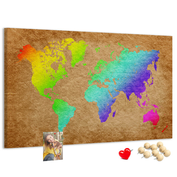 Cork display board World map