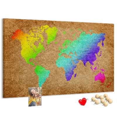 Cork display board World map