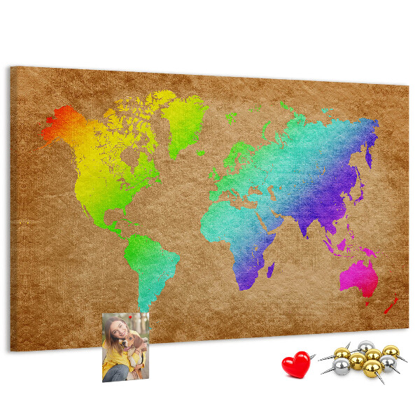 Cork display board World map