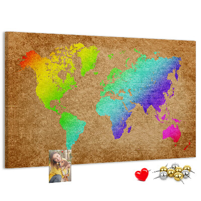 Cork display board World map