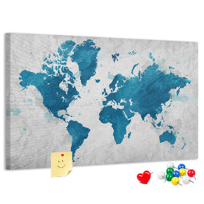Cork memo board World map