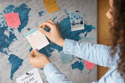 Cork memo board World map