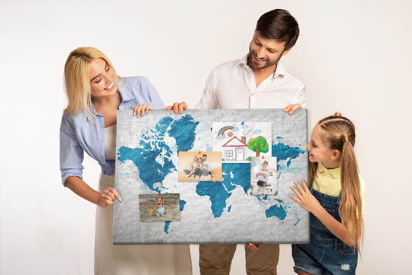 Cork memo board World map