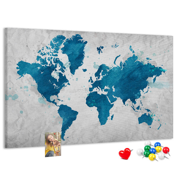 Cork memo board World map