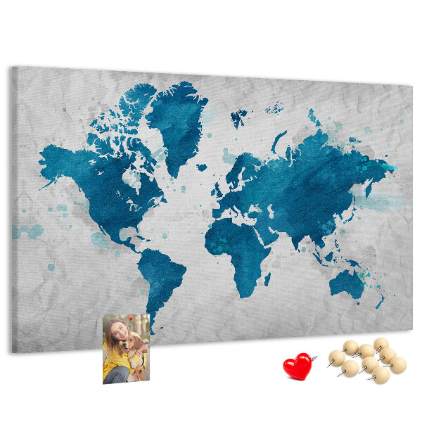 Cork memo board World map