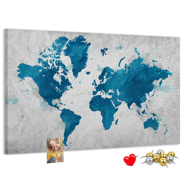 Cork memo board World map