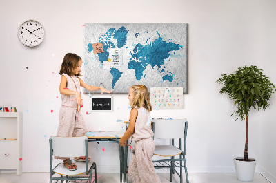 Cork memo board World map