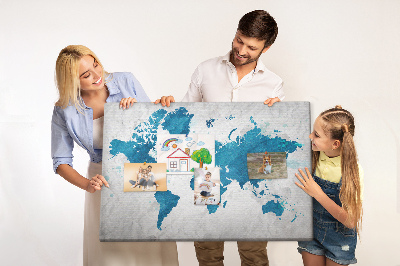 Cork memo board World map