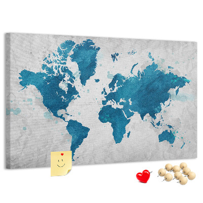 Cork memo board World map