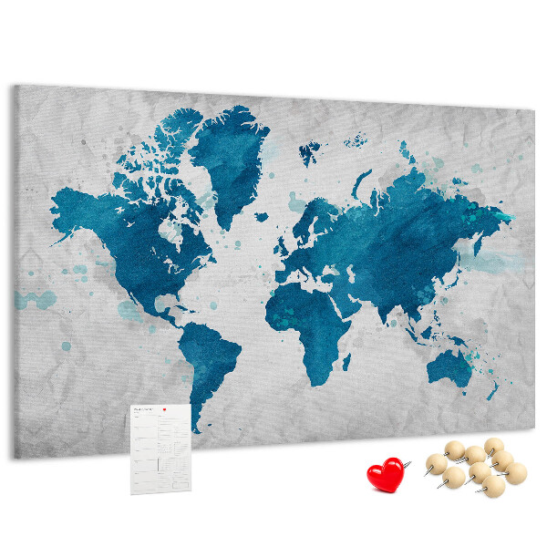 Cork memo board World map