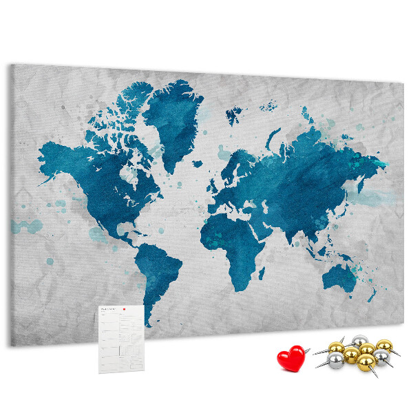 Cork memo board World map