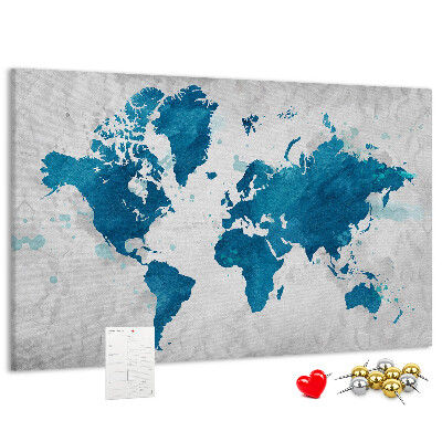 Cork memo board World map