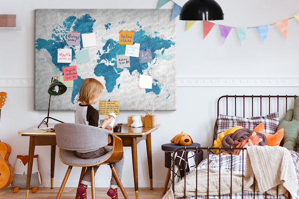 Cork memo board World map