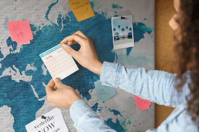 Cork memo board World map