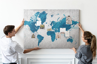Cork memo board World map