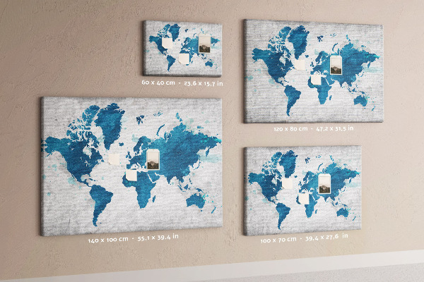 Cork memo board World map