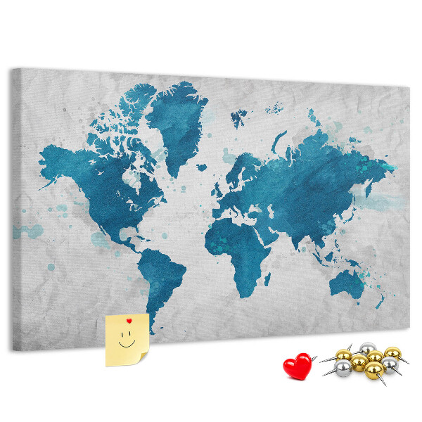 Cork memo board World map