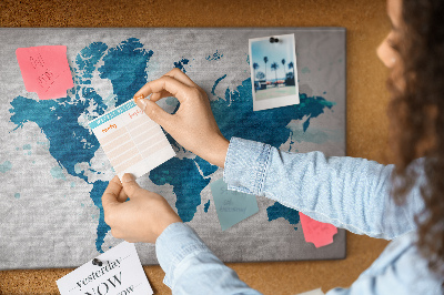 Cork memo board World map
