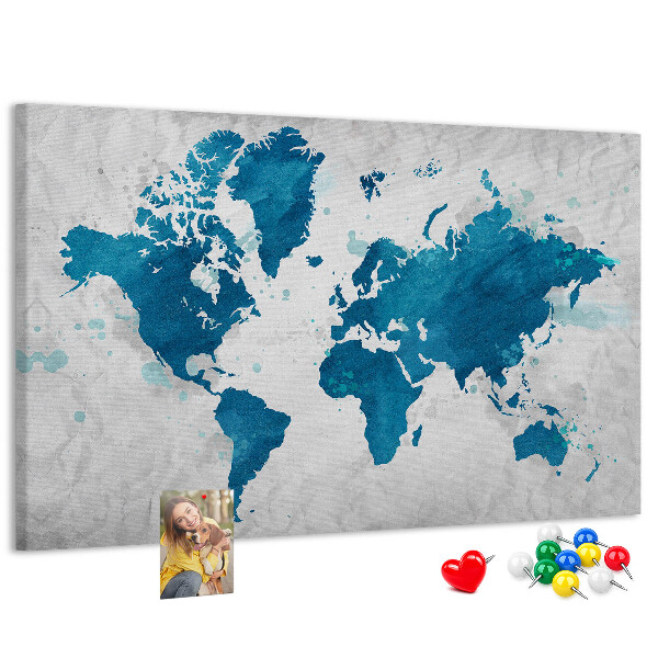 Cork memo board World map
